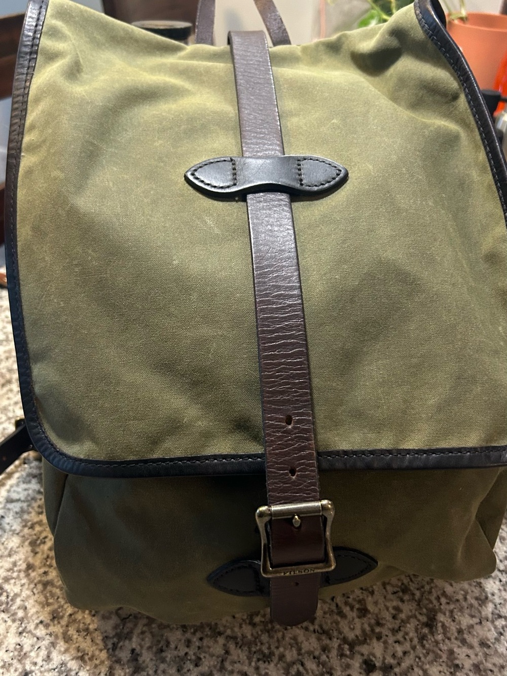 Filson Tin Cloth Backpack in Otter Green